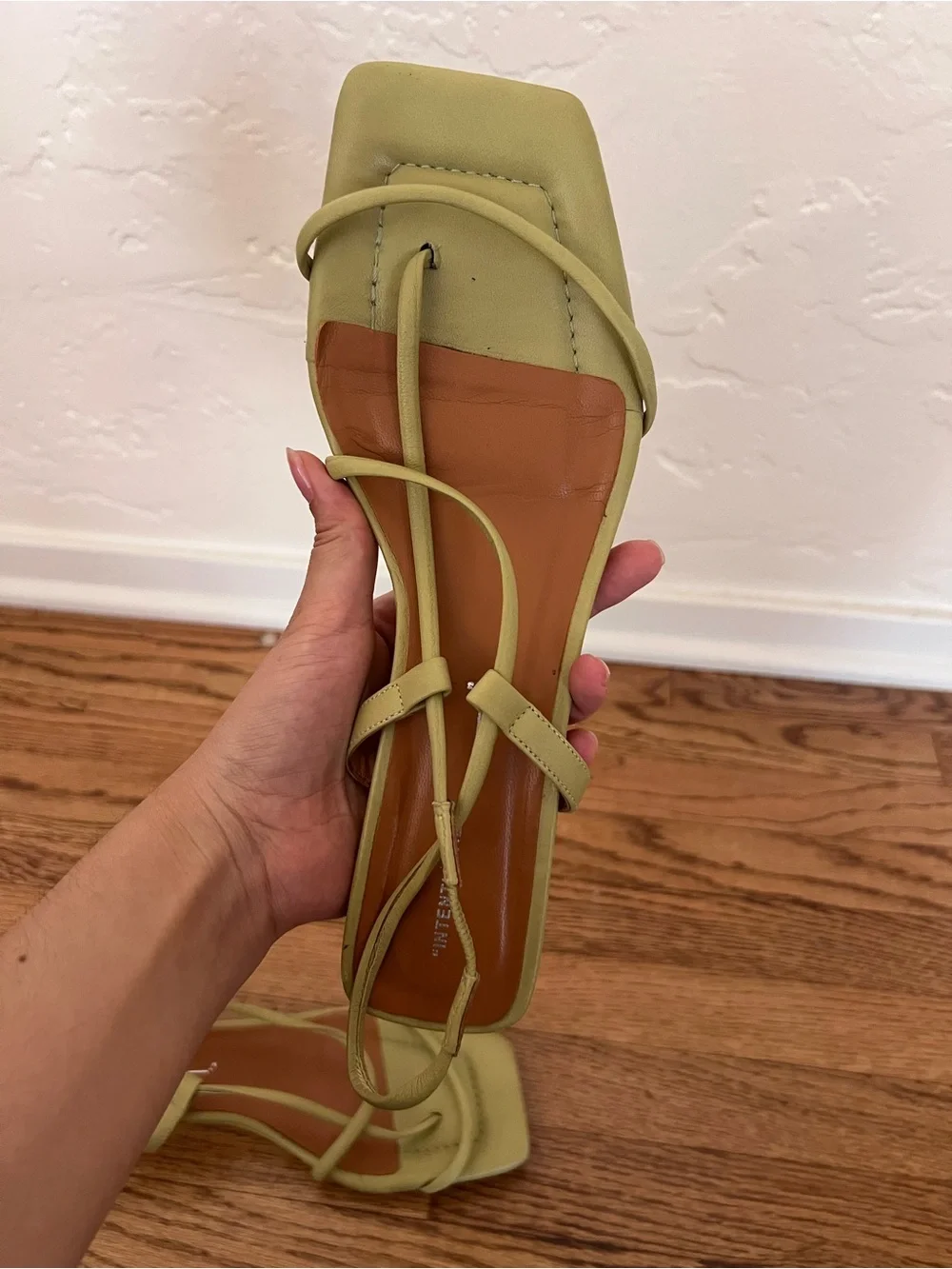 INTENTIONALLY BLANK : Green Strappy Square-Toe Sandals Size 41